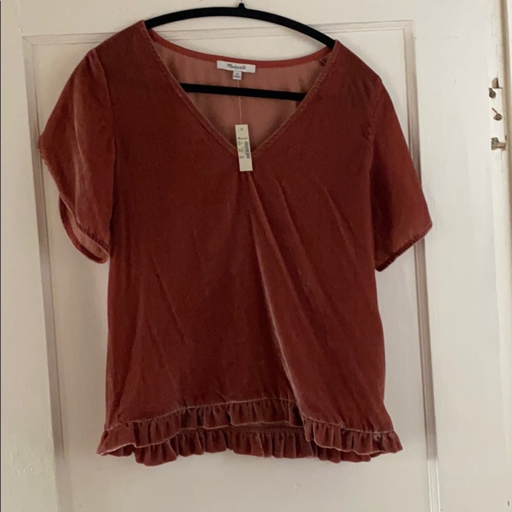 Madewell Dusty Rose Velvet Tulip top